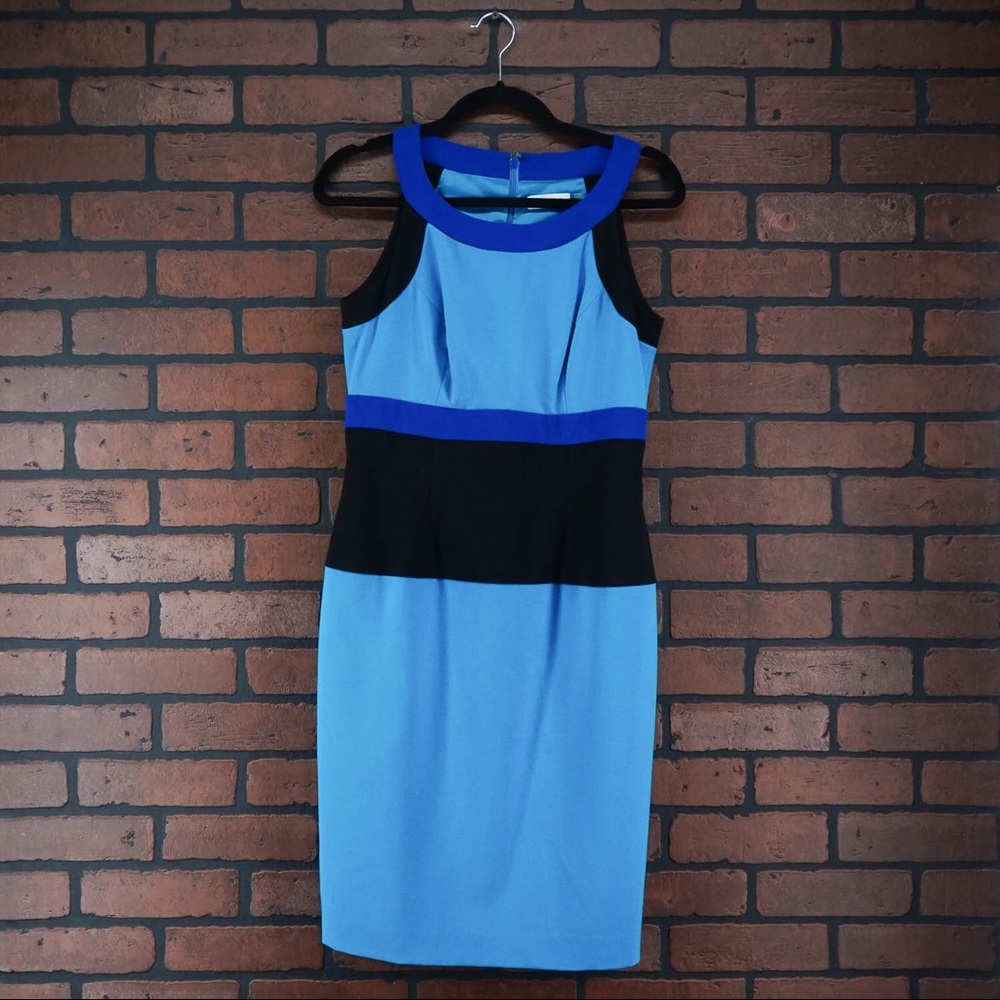 CALVIN KLEIN Womens Colorblock Sheath Dress Size 4